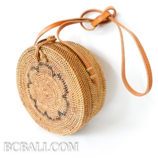 ata rattan hand woven handbags around motif ethnic bali design quality export